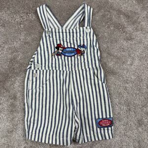 Baby Mickey Mouse Ball Club Overalls Size 12M Stripe Denim Baseball Donald Duck